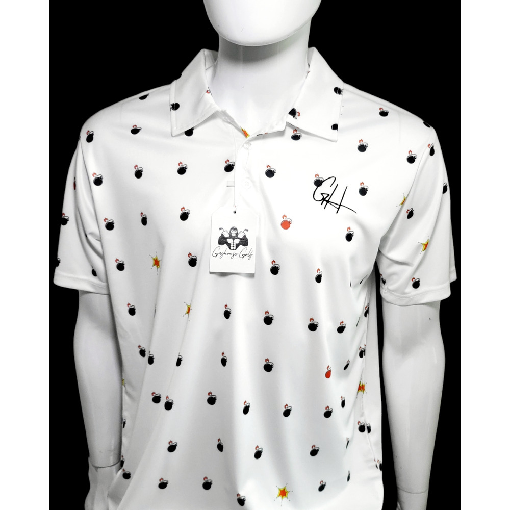 NWT GASHOUSE‎ GOLF Bombs Away Performance Polo White Men's Size L